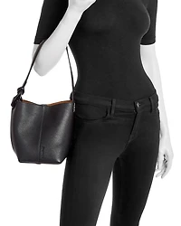 Corner Chain Small Leather Bucket Bag