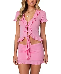 Edikted Loullie Split Front Ruffled Top