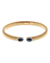 18K Yellow Gold Via Giardino Tubogas Domed Sapphire Cabochon & Diamond Bracelet