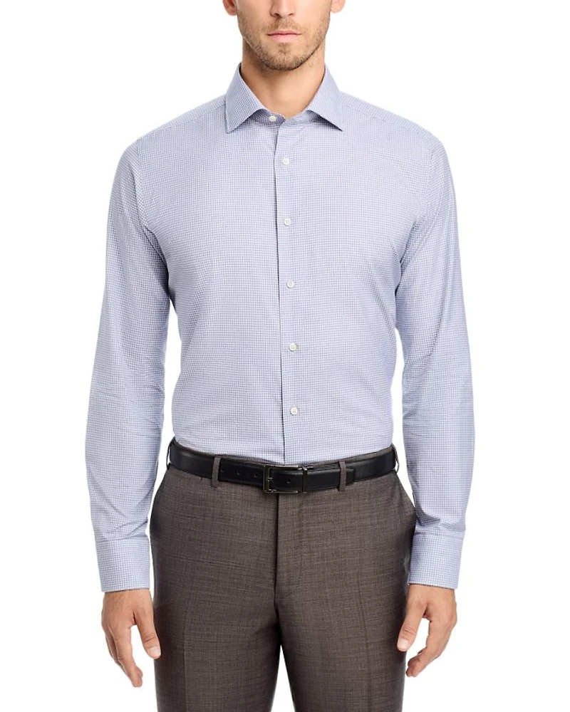 Impeccabile Cotton Micro Check Regular Fit Dress Shirt