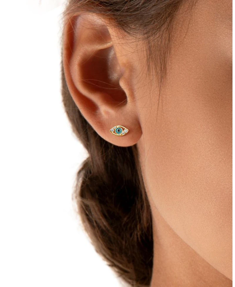 Girls' 14K Gold Evil Eye Stud Screw Back Earrings - Baby, Little Kid, Big Kid