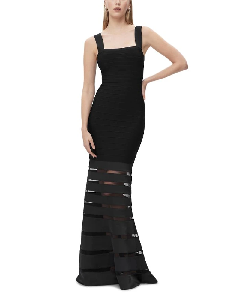The Claudia Bandage Illusion Stripe Gown