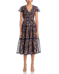 Metallic Floral Midi Dress - Exclusive