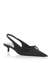 Women's Knife Bow Slingback Kitten Heel Pumps