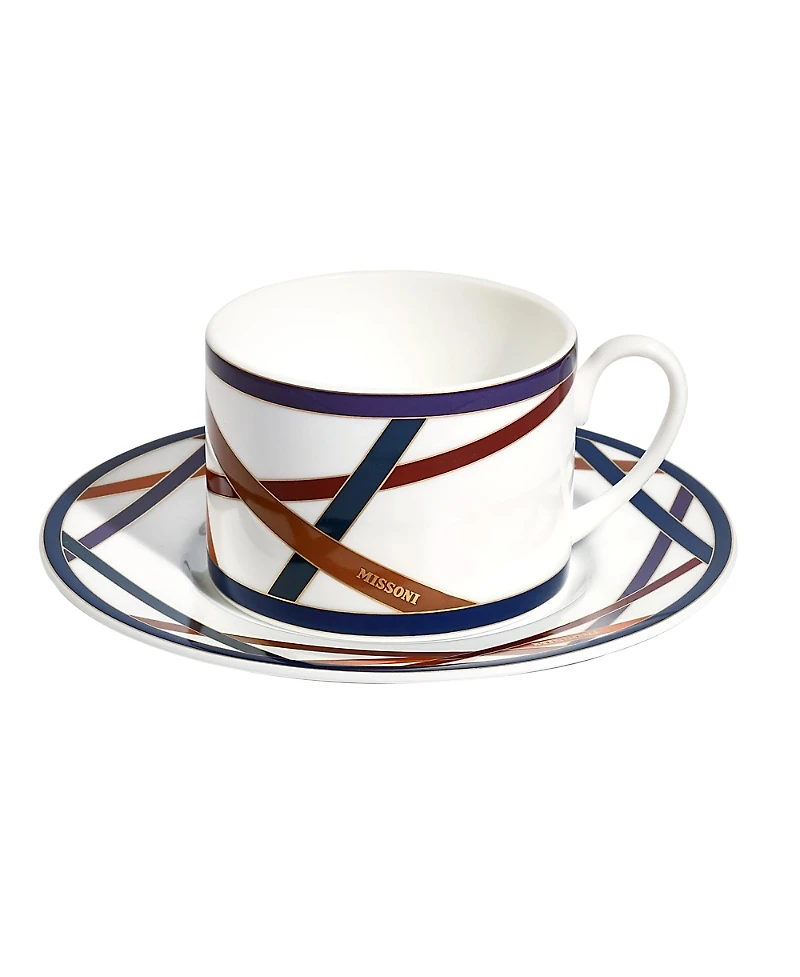 Missoni Nastri Luxury Box Tea Cup & Saucer, Set of 2