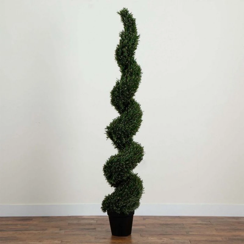 7' UV Resistant Artificial Rosemary Spiral Topiary Tree (Indoor/Outdoor)
