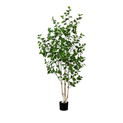 Nearly Natural 6' Artificial Birch Tree with Real Touch Leaves
