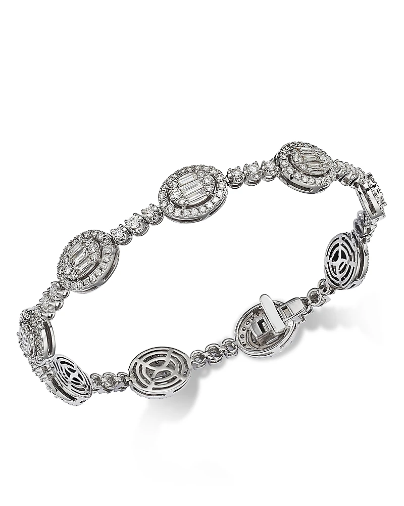 Bloomingdale's Fine Collection Diamond Round & Baguette Halo Mosaic Tennis Bracelet