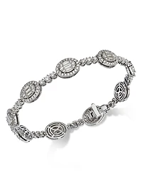 Bloomingdale's Fine Collection Diamond Round & Baguette Halo Mosaic Tennis Bracelet