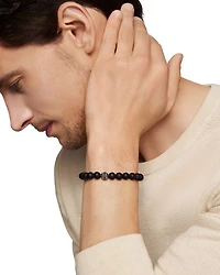 Men's Spiritual Beads Bracelet Sterling Silver with Black Onyx & Pavé Diamond Accent, 8mm