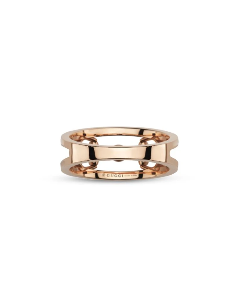 18K Rose Gold Horsebit Diamond Accent Openwork Ring