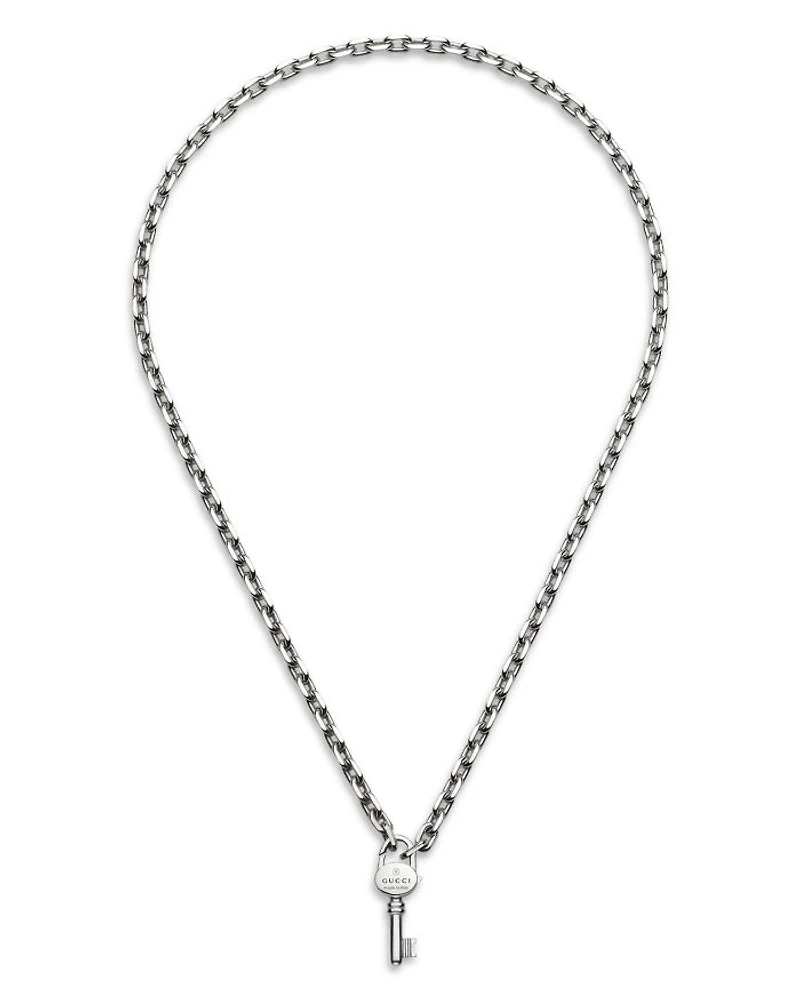 Sterling Silver Trademark Key Clasp Pendant Necklace, 20"