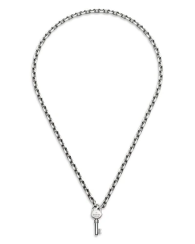 Sterling Silver Trademark Key Clasp Pendant Necklace, 20"