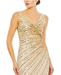 Sequined Faux Wrap Sleeveless Midi Dress