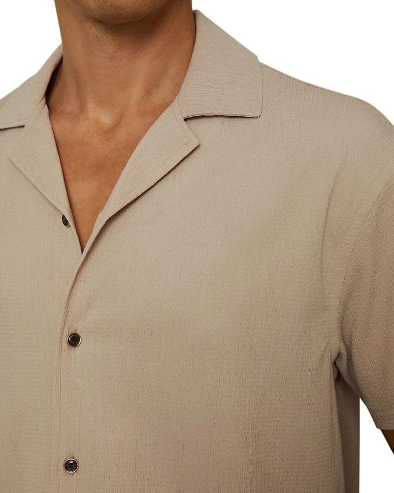 Hunt Textured Crepe Regular Fit Button Down Camp Shirt