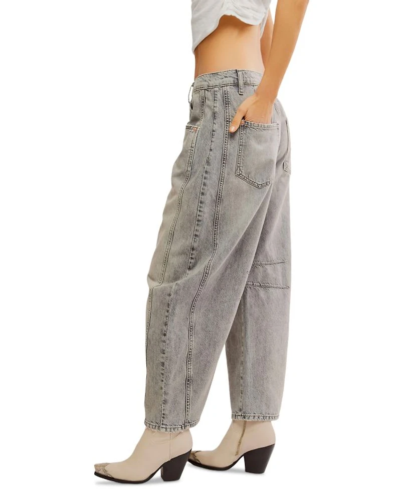 We The Free Good Luck Mid Rise Barrel Jeans Falcon Grey