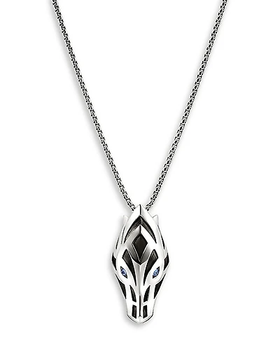 John Hardy Men's Sterling Silver Naga Blue Sapphire Snake Pendant Necklace, 22