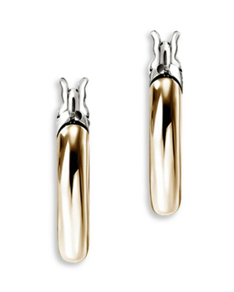 14K Yellow Gold & Sterling Silver JH Essentials Crossover Hoop Earrings, 10mm