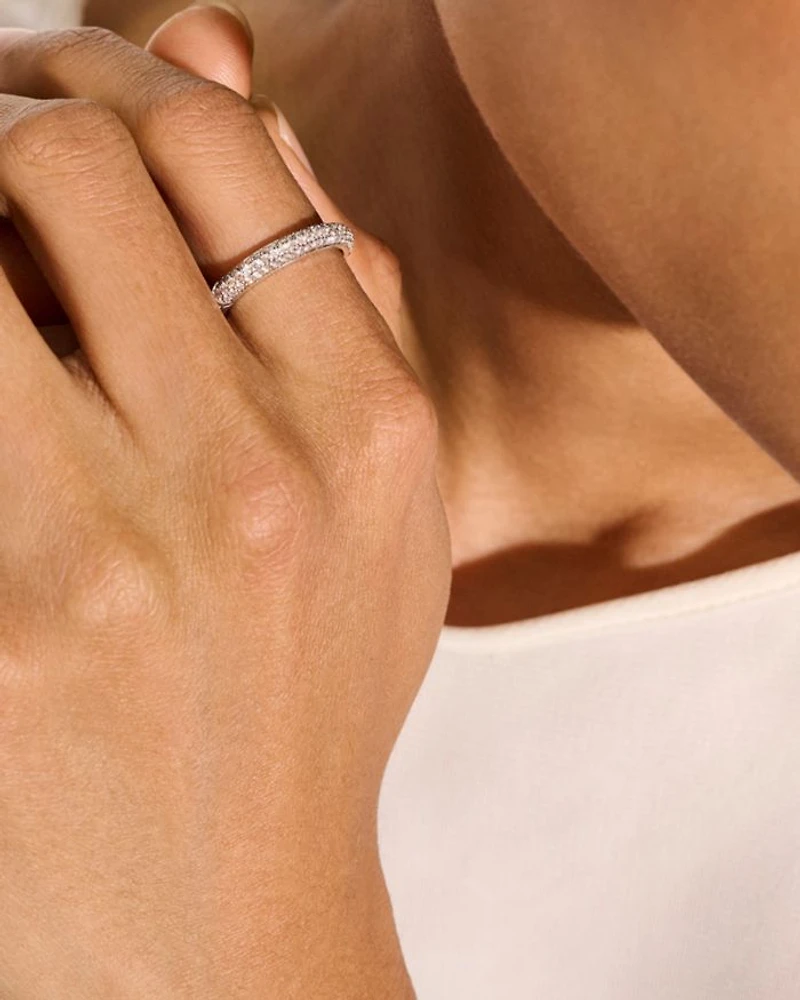 Sterling Silver JH Essentials Pavé Diamond Band Ring, 0.60 tcw