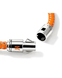 Men's Stainless Steel Orange Rubber & Enamel Woven Bracelet
