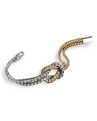14K Yellow Gold & Sterling Silver Love Knot Woven Chain Statement Bracelet