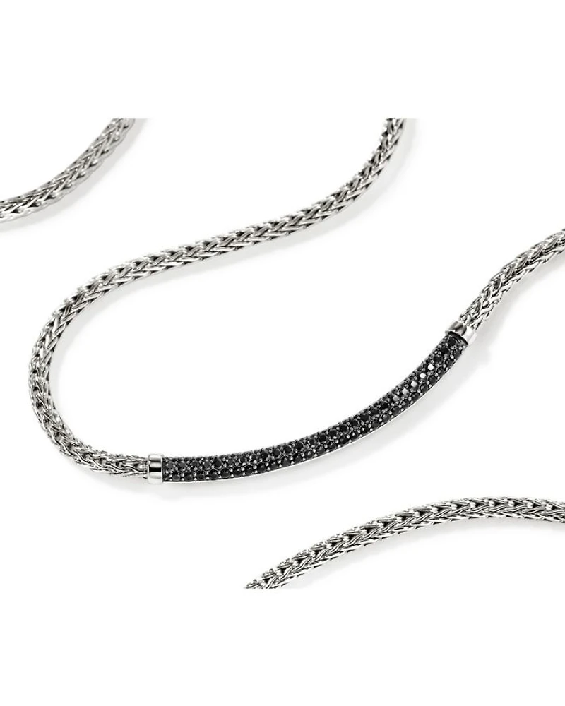 Sterling Silver JH Essentials Sapphire Pavé Curved Bar Necklace