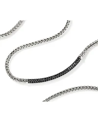 Sterling Silver JH Essentials Sapphire Pavé Curved Bar Necklace