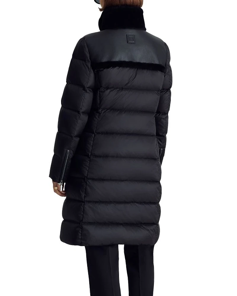 Milan Down Coat with Shearling Trim