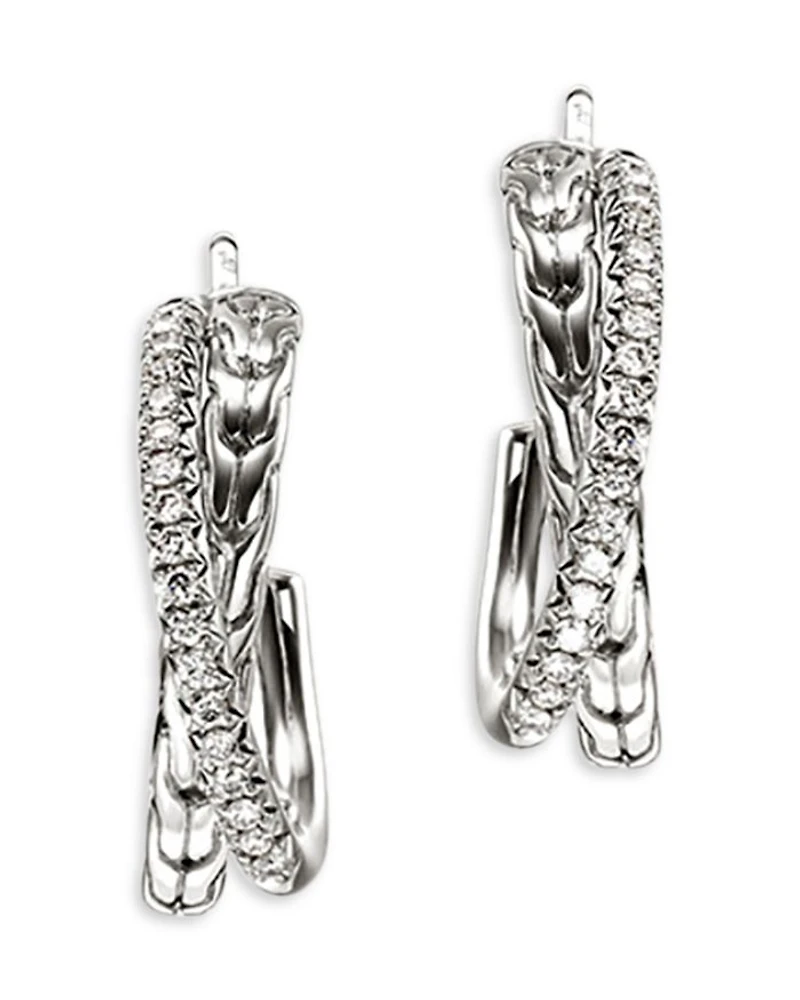 Sterling Silver JH Essentials Diamond Pavé Crossover Earrings, 0.28 tcw