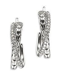 John Hardy Sterling Silver Jh Essentials Diamond Pave Crossover Earrings, 0.28 tcw