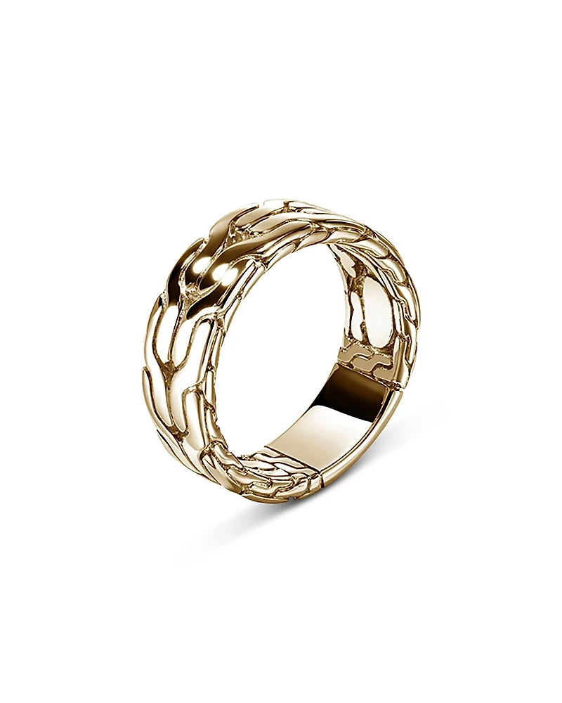 John Hardy Men's 14K Yellow Gold Carved Chain Band Ring, 8mm