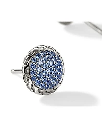 Sterling Silver JH Essentials Blue Sapphire Pavé Framed Stud Earrings