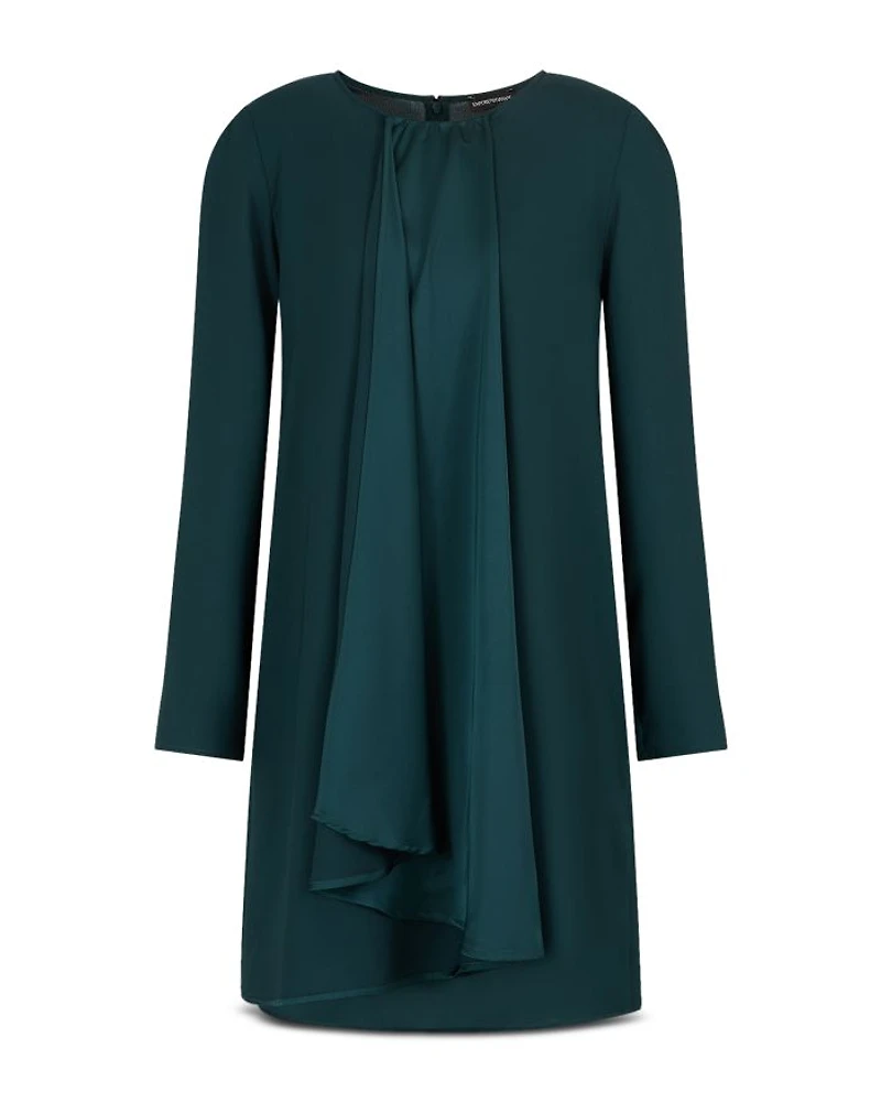 Crepe Satin Drape Front Dress