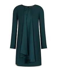 Crepe Satin Drape Front Dress