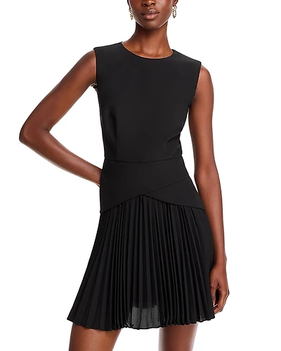 Milly Haddy Mixed Media Pleated Dress