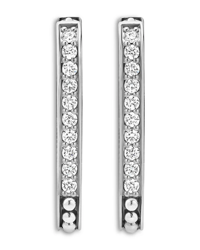 14K Yellow Gold & Sterling Silver Caviar Spark Diamond Oval Hoop Earrings