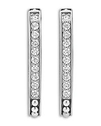 14K Yellow Gold & Sterling Silver Caviar Spark Diamond Oval Hoop Earrings