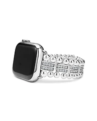 Smart Caviar Sterling Silver Two Row Diamond Apple Watch® Bracelet, 38-45mm