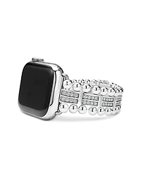 Lagos Smart Caviar Sterling Silver Two Row Diamond Apple Watch Bracelet