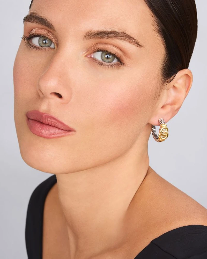 14K & 18K Yellow Gold & Sterling Silver Signature Caviar Interlocking Small Hoop Earrings