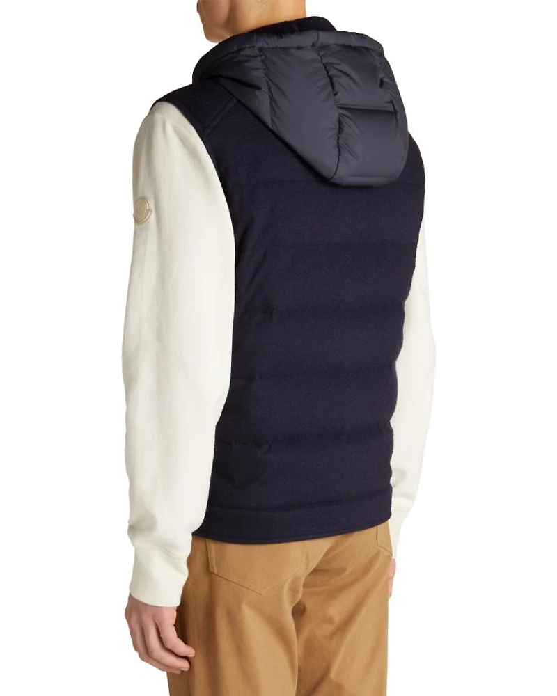Rezila Cashmere & Nylon Full Zip Hooded Down Vest