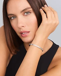 Sterling Silver Caviar Spark Diamond Bangle Bracelet