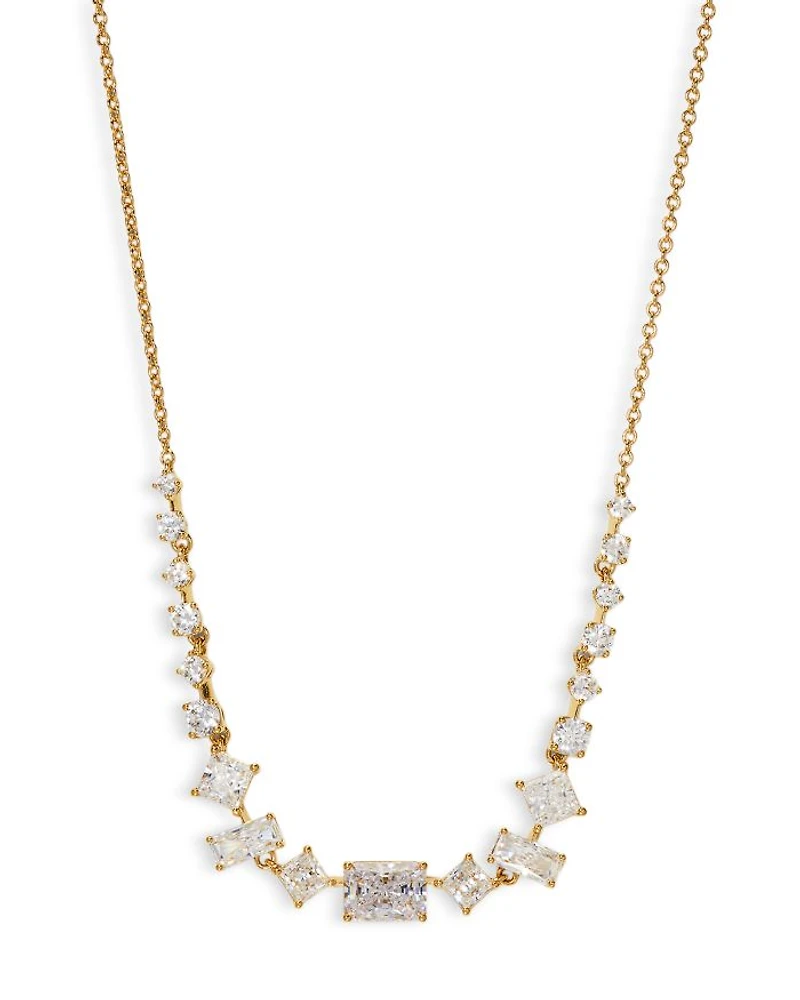 Rare Jewels Cubic Zirconia Statement Necklace in 18K Gold Plated, 16"-18"