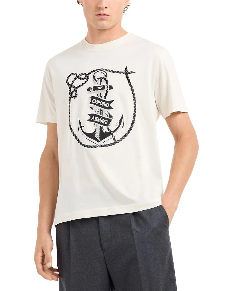 Pure Cotton Jersey Tee With Embroidered Anchor Logo
