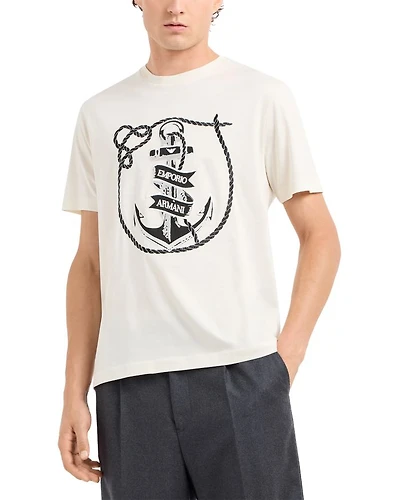 Pure Cotton Jersey Tee With Embroidered Anchor Logo
