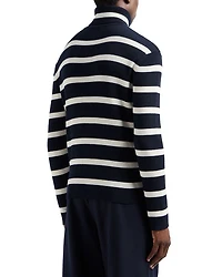 Striped Ribbed Turtleneck Sweater