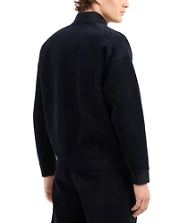 Cotton Blend Velour Ribbed Regular Fit Bomber Jacket