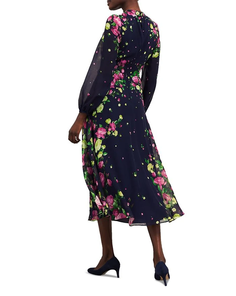 Eva Floral Print Silk Midi Dress