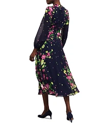 Eva Floral Print Silk Midi Dress