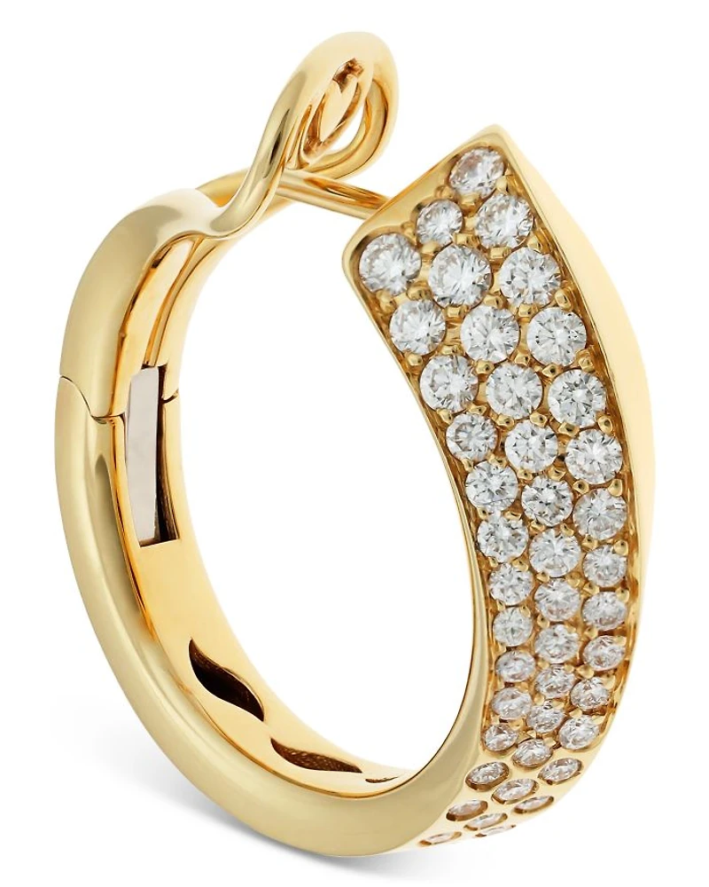 18K Yellow Gold Like Diamond Pavé Curved Hoop Earrings - Exclusive, Italy Campaign